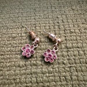 Pink Flower Crystal Earrings